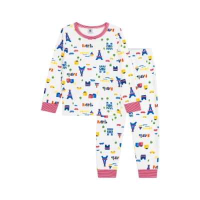 Abbildung von Petit Bateau Molton MIT Parismotiven Set Nachtwäsche für Kinder, Größe: 116, Marshmallow multico