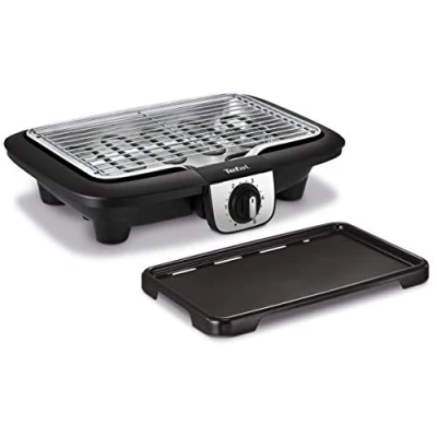 Abbildung von Tefal Elektrogrill, multifunktional, „Easy Grill“, 2 in 1, für BBQ Grill und Plancha, Verwendung im Innen Außenbereich, 2100 W Tischgrill Schwarz