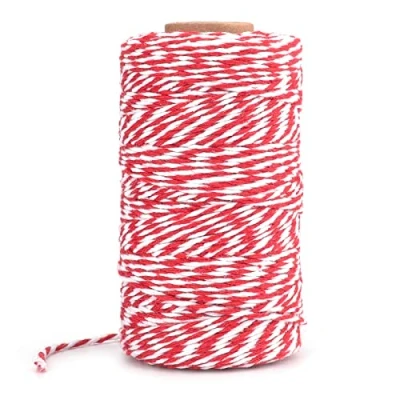 Abbildung von jijAcraft 100m Rot und Weiß Baumwolle Schnur, Bäcker Bindfäden Bastelschnur Dekokordel Schnur Perfekt für Backen, DIY Basteln, Weihnachten Geschenke Verpacken