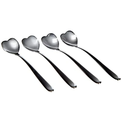 Abbildung von Alessi Big Love AMMI08/7 Set von Vier Kaffeeförmigen Designer Kaffee Teelöffeln, aus Edelstahl 18/10, Stahl