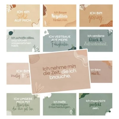 Abbildung von Logbuch Verlag 24 Affirmationskarten für Erwachsene Motivation positives Mindset Lebenskarten Geschenk Karten Weihnachten Adventskalender 8,5 x 5,5 cm