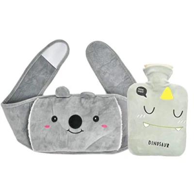Abbildung von TIMESETL Wärmeflasche mit Bezug, Gummi Wärmflasche Weichem Plüschbezug, Warmwasserbeutel Warm Hot Water Bottle zur Schmerzlinderung für Bauch Rücken Beine