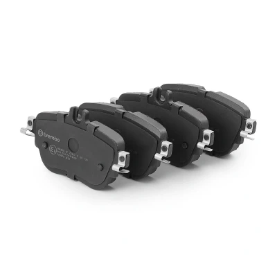 Abbildung von BREMBO P 50 136 Bremsbelagsatz für Verschleißwarnanzeiger vorbereitet mit Bremssattelschrauben, Anti Quietsch Blech ohne Zubehör