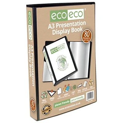 Abbildung von eco A3 50% Recycelt 80 Taschen Schwarz Farbe Päsentationsdisplay Buch