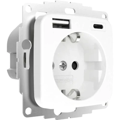 Abbildung von 2USB inChargePRO SI USB AC Steckdose 15W 3A Glänzend Weiß, 2U 449368, Reinweiß (Glänzend)