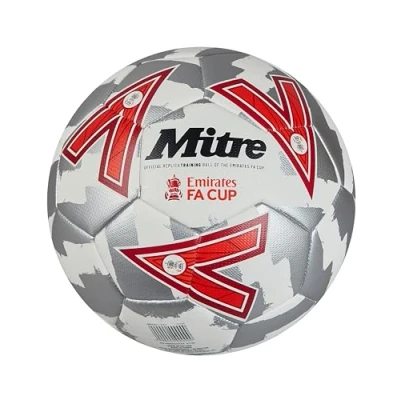 Abbildung von Mitre FA Cup Train Fußball für Unisex Erwachsene, Weiß/Silber/Rot, 4