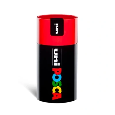 Abbildung von Posca UniPosca Komplettset mit 18 sortierten Acrylstiften, mittlere Spitze 2,5 mm, Farben für Kinder und Künstler Uni gültig wie Stofffarben, Holz andere, in roter Geschenkbox