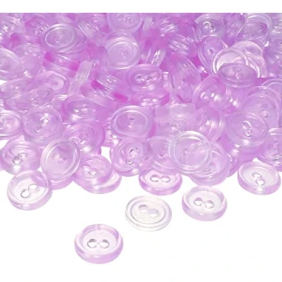 Abbildung von AERZETIX C56376 Satz von 100 runden Knöpfen Ø11,5x2,2 mm mit 2 Löchern transparente hellviolette Farbe aus Kunststoff Durchmesser der Öffnung