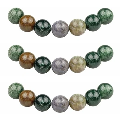 Abbildung von MJDCB Perlen zum Auffädeln 8mm 45 stück Indischer Achat Halbedelsteine mit Loch Natürliche Lose Runde Steinperlen für Herstellung Schmuck Armbänder Halsketten
