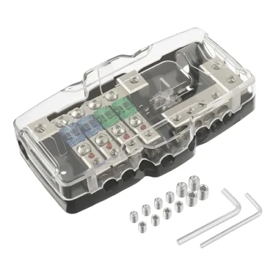 Abbildung von SIGANDG KFZ Verteilerblock Sicherungskastenblock 4 Wege Mini ANL 0/4 Gauge Sicherungshalter Sicherungskasten mit rotem　Kontrollleuchte