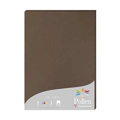 Abbildung von Clairefontaine 24292C Packung mit 25 Karten Pollen 210g, DIN A4, 21 x 29,7cm, Braun