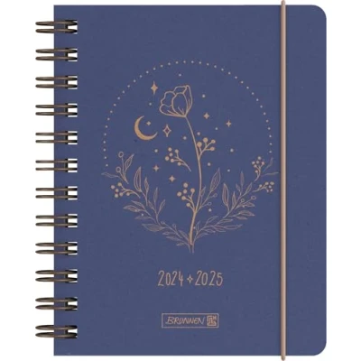 Abbildung von BRUNNEN Schülerkalender (2024/2025) „Moon Flower“, 1 Seite = Tag, A6, 352 Seiten, blau