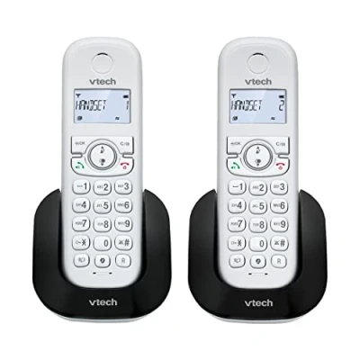 Abbildung von (Französische Fassung) VTech CS1501 Schnurloses DECT Telefon mit Zwei Mobilteilen, Anrufsperre, Anruferkennung/Anklopfen, Freisprecheinrichtung, beleuchtetem Display und beleuchteter Tastatur