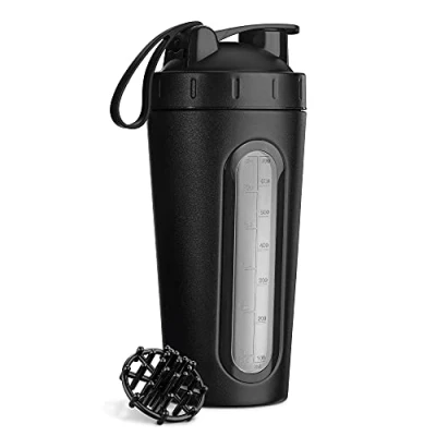 Abbildung von Navaris Protein Shaker Flasche aus Edelstahl 750ml Fitness Becher für Eiweiß Shake Sport Trinkflasche Proteinshake Training