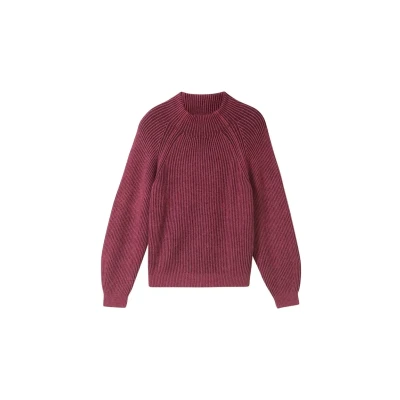 Abbildung von TOM Tailor MIT Stehkragen Strickpullover, Damen, Größe: Large, Blackberry rib structure