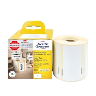 Abbildung von AVERY Zweckform A1933084 Dymo LabelWriter wetterfeste Etiketten kompatibel zu 1933084 (57x32mm, 1 Rolle400 Kunststoff Aufkleber, selbstklebend, für LW Etikettendrucker, Beschriftungsgerät)