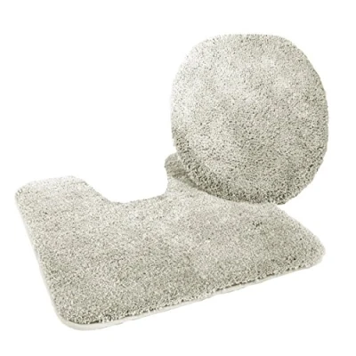 Abbildung von Kinzler J 10052/30 Mikrofaser Bademattenset 2 teilig = WC Deckelbezug 47x50 cm + Vorleger mit Ausschnitt 50x55 cm, silber