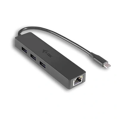 Abbildung von i tec USB C Slim HUB 3 Port mit Gigabit Ethernet Adapter, 3.0 auf RJ 45, 10/100/1000 Mbps, 3x Port, für Notebook Tablet Smartphone PC Konnektor