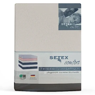 Abbildung von Setex Feinbiber Bettlaken mit Gummizug kuschelig weich Biber Spannbettlaken aus 100% Baumwolle rundum Spanngummi Bettwäsche ganzjährig Betttuch 160x200 cm Natur