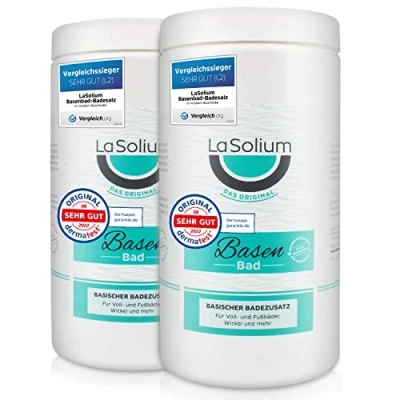 Abbildung von Basenbad Badesalz DERMATEST SEHR GUT, 2400g Basische Hautpflege mit Mineralerde, pH Wert 9, aus Deutschland