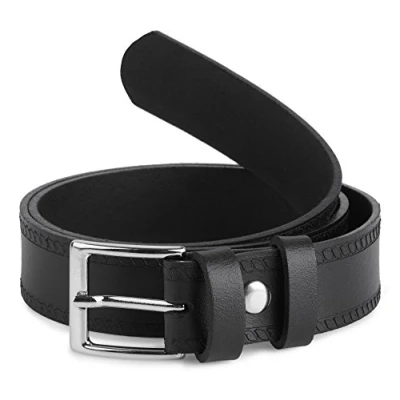 Abbildung von Ladeheid Kinder Gürtel Ledergürtel Mode Accessoire für Jungen mit Schnalle 2,5 cm Breit K1D5 (Schwarz 2, 70 (Gesamtlänge 89 cm))