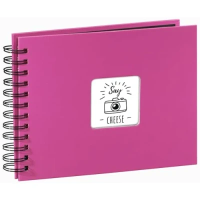 Abbildung von Hama Fotoalbum 24x17 cm (Spiral Album mit 50 schwarzen Seiten, Fotobuch Pergamin Trennblättern, zum Einkleben und Selbstgestalten) pink