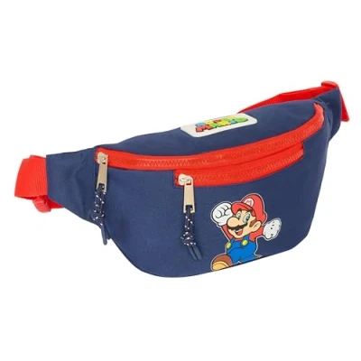 Abbildung von Super Mario World Gürteltasche mit Außentasche, ideal für Jugendliche und Kinder verschiedener Altersgruppen, bequem vielseitig, Qualität Widerstandsfähigkeit, 23 x 9 12 cm, Marineblau,