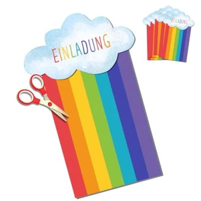 Abbildung von MeinBaby123® 10 Einladungen zum selber basteln (Regenbogen)