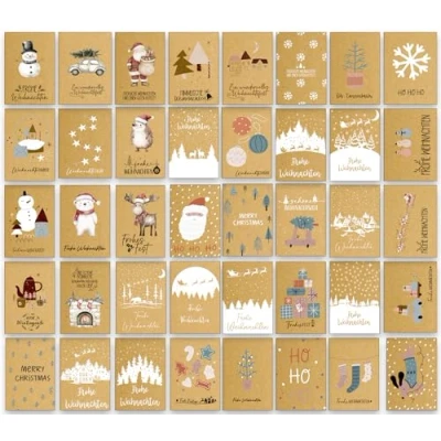 Abbildung von the lazy panda card company XXL Set mit 80 Weihnachtspostkarten 40 verschiedenen Designs Weihnachtskarten Postkarten
