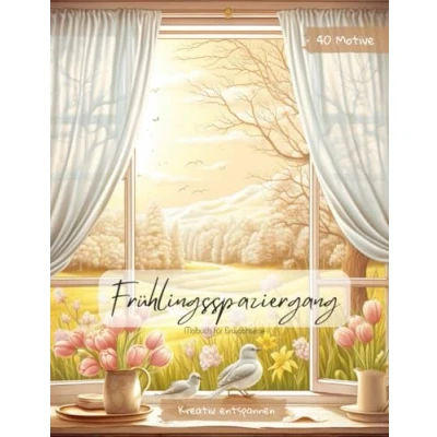 Abbildung von Frühlingsspaziergang: Malbuch für Erwachsene und Jugendliche ab 12 Jahre. 40 wunderschöne Frühlingsmotive Stressmanagement Entspannung