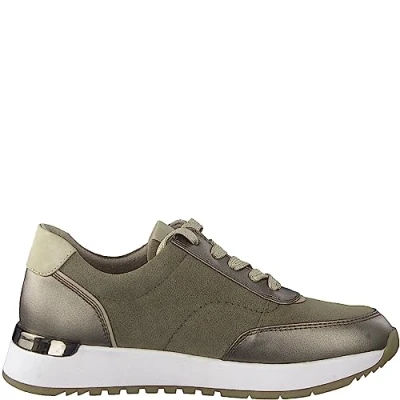 Abbildung von Jana Damen Sneaker flach Elegant mit Schnürsenkeln und Reißverschluss Weite H Mehrweite, Braun (Taupe), 38 EU