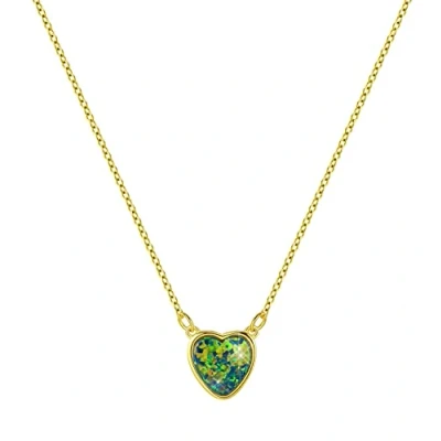 Abbildung von KristLand Opal Herz Halskette 925 Sterling Silber Vergoldet Halsketten für Frauen Schwarz Grün Anhänger Geschenke Damen Mädchen