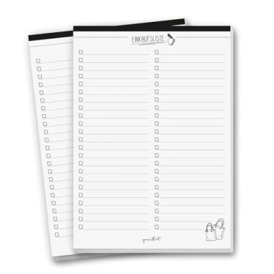 Abbildung von younikat 2er Set Einkaufsliste Notizblöcke I DIN A5 50 Blatt Einkaufsblöcke mit Vordruck für die Küche Handtasche Auto Organizer aus Papier zum Abreißen dv_909