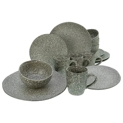 Abbildung von CreaTable Kombiservice »Geschirr Set Granit«, (Set, 16 tlg., Kaffeeservice und Tafelservice im Set, für 4 Personen), Service, Unregelmäßige, organische Form, Teile, Personen