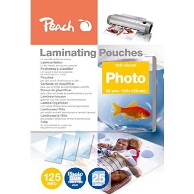 Abbildung von Peach Laminierfolien 106x156mm Foto 125 mic 25 pouches glänzend kompatibel mit Laminiergeräten aller Markenhersteller S PP525 20
