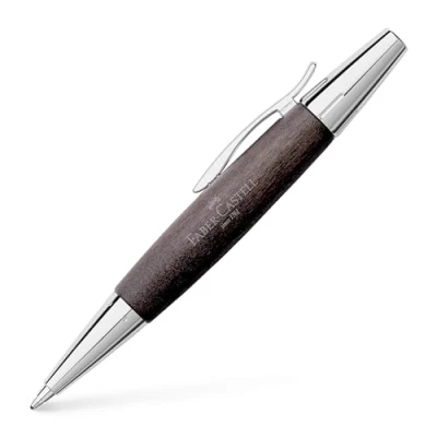 Abbildung von FABER CASTELL 148383 Drehkugelschreiber e motion Birnbaum / Chrom, Mine: B, inklusive Geschenkverpackung, Schaftfarbe: schwarz silber