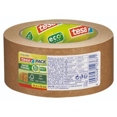 Abbildung von tesapack Paper ecoLogo Umweltgerechtes Paketband aus Papier, 60% biobasiertes Material Braun 50 m x mm