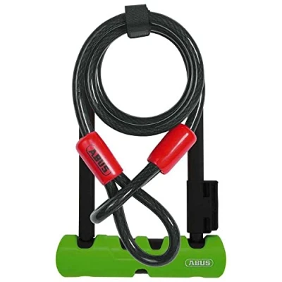 Abbildung von ABUS Bügelschloss Ultra 410 + SH34 Halterung Sicherungskabel Cobra 10/120 Fahrradschloss mit Rundbügel Sicherheitslevel 8 180 mm Bügelhöhe, Schwarz/Grün