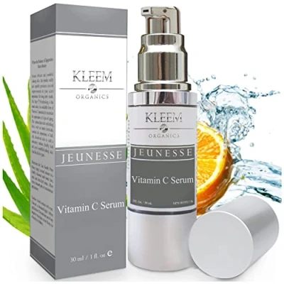 Abbildung von Kleem Organics Vitamin C Serum Gesicht mit Hyaluronsäure und E um Kollagen zu steigern, Falten, dunkle Flecken, Sonnenschäden reduzieren Bio Gesichtsserum 30ml