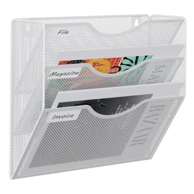 Abbildung von EasyPAG 3 Fächer Zusammensetzen Metall A4 Zeitschriftenhalter Wand Zeitschriften Wandhalter Aktenablage Dokumentenhalter Hängend Magazin Organizer Flyerhalter Prospektspender,Weiß
