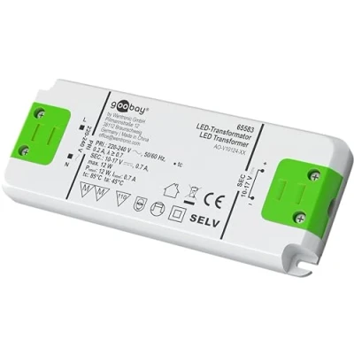 Abbildung von Goobay 65583 LED Trafo 700 mA/12 W/LED Transformator für Konstantstrom/LED Treiber Konstantstromquelle/Transformator Innenbeleuchtung/Netzteil Licht