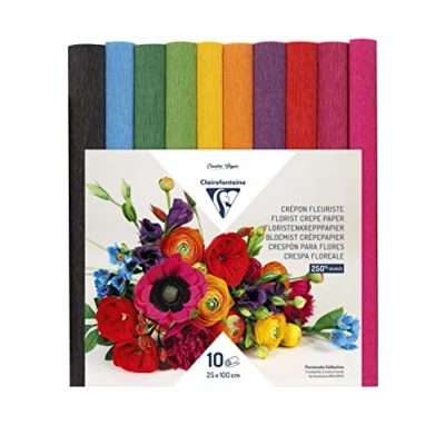 Abbildung von Clairefontaine 995001C Packung mit 10 Rollen, 25 x 100 cm, 160 g, zum Basteln von Blumen