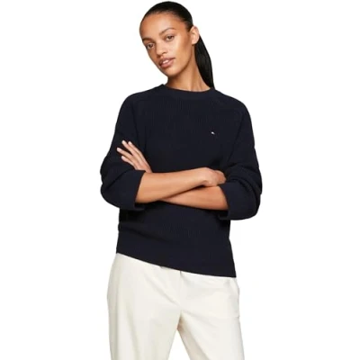 Abbildung von Tommy Hilfiger Damen Pullover Strickpullover, Blau (Desert Sky), XL