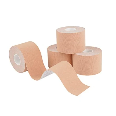 Abbildung von Kinesiologie Tape Knie und Muskel Support, Kinesiotapes Sporttape für Schmerzbekämpfung &amp; Physiotherapie (4 Pack Beige)