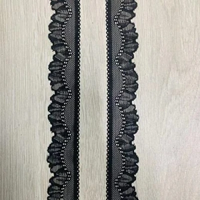 Abbildung von Yulakes 10 Yards wellen spitze elastische Spitzenborte Spitzenband Spitzenbordüre unterwäsche kleidungszubehör DIY stickerei wasserlösliche nylon seidenspitze 3.5 cm (Schwarz)