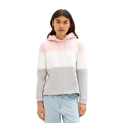 Abbildung von TOM TAILOR Denim Damen 1039807 Colorblock Hoodie, 14557 Light English Rose, XL