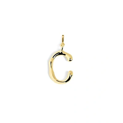Abbildung von SINGULARU Charm Letter XL Gold Anhänger Initial aus Messing mit 18kt Vergoldung Buchstabe A Z Kombinierbar Halskette Damenschmuck C