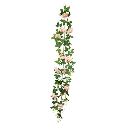 Abbildung von Künstliche Rosenranke Rosen Blumen Rosengirlande Seidenblumen Kunstblumen hängend Hochzeitsbogen Rosenranken für Hochzeit Weihnachten Dekor Romantische Deko Blumengirlande Hochzeitsdeko
