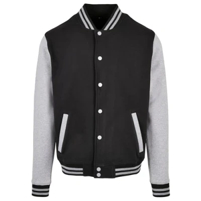 Abbildung von Build Your Brand Herren BB004 Basic College Jacket Jacke, Black/Heather Grey, M