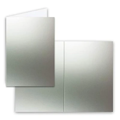 Abbildung von 50x Falt Karten DIN A6 in Silber Metallic Blanko Doppel 250 g/m²